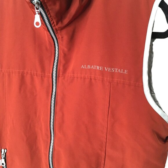 Vest Men Medium Red Pockets Mock Neck Full Zip Outdoor Gorpcore Nature Utility - Picture 3 of 7